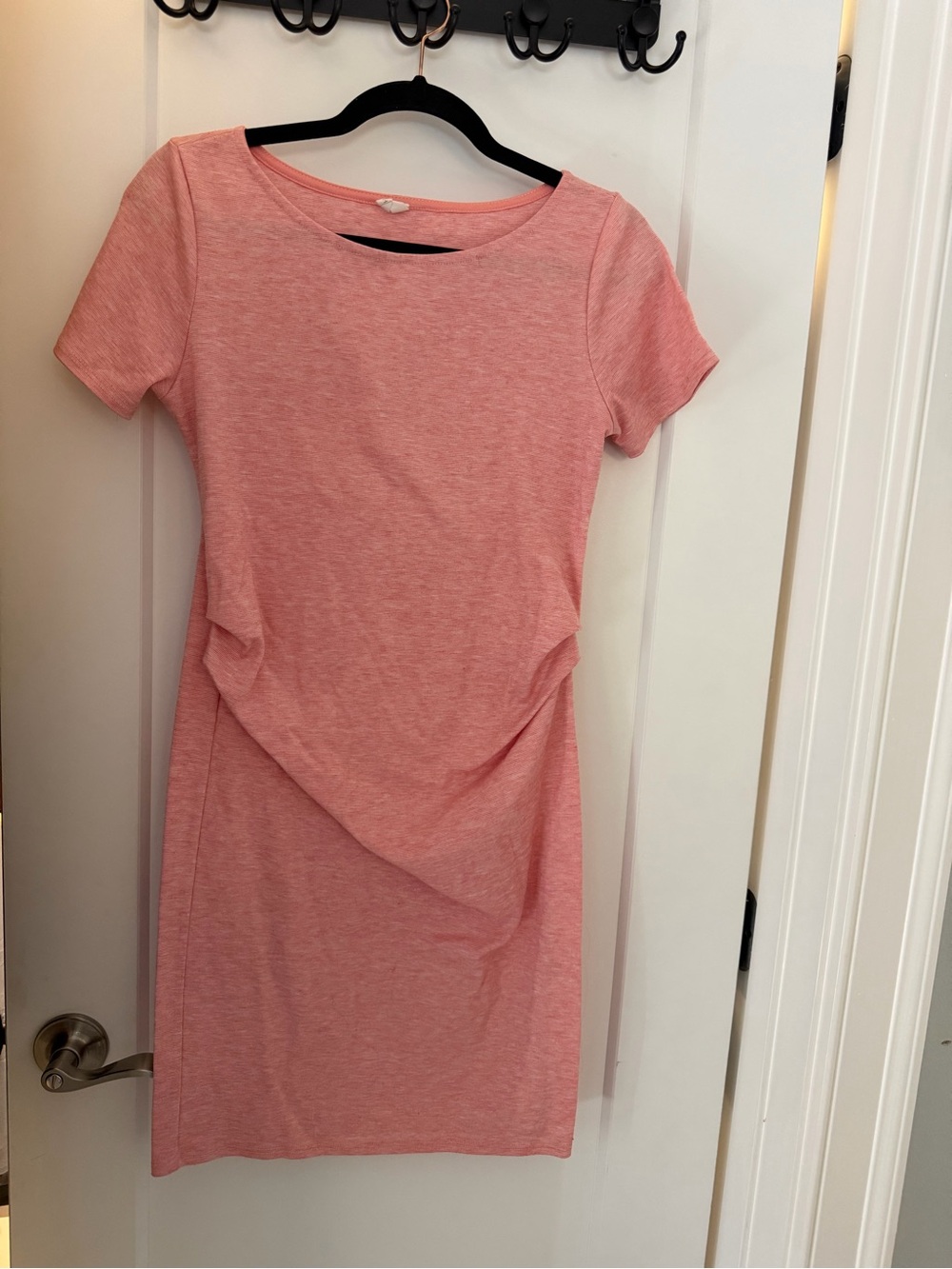 Pinkblush Heathered Pink Short Sleeve Ruched Sheath Dress